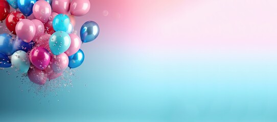 birthday decor with balloons an presents ideal for celebration backgrounds, generative AI