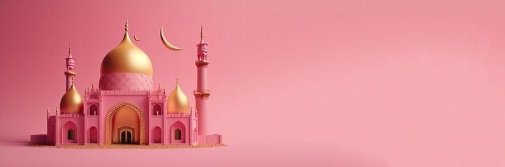 mosque  Islamic for ramadan kareem and eid mubarak with generative ai	