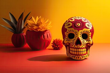 dead of the day sugar skull, with generative ai