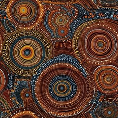 Fototapeta premium Australian Aboriginal traditional dot art texture background design, pattern, Generative AI