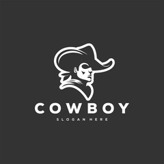 cowboy head man logo illustration design