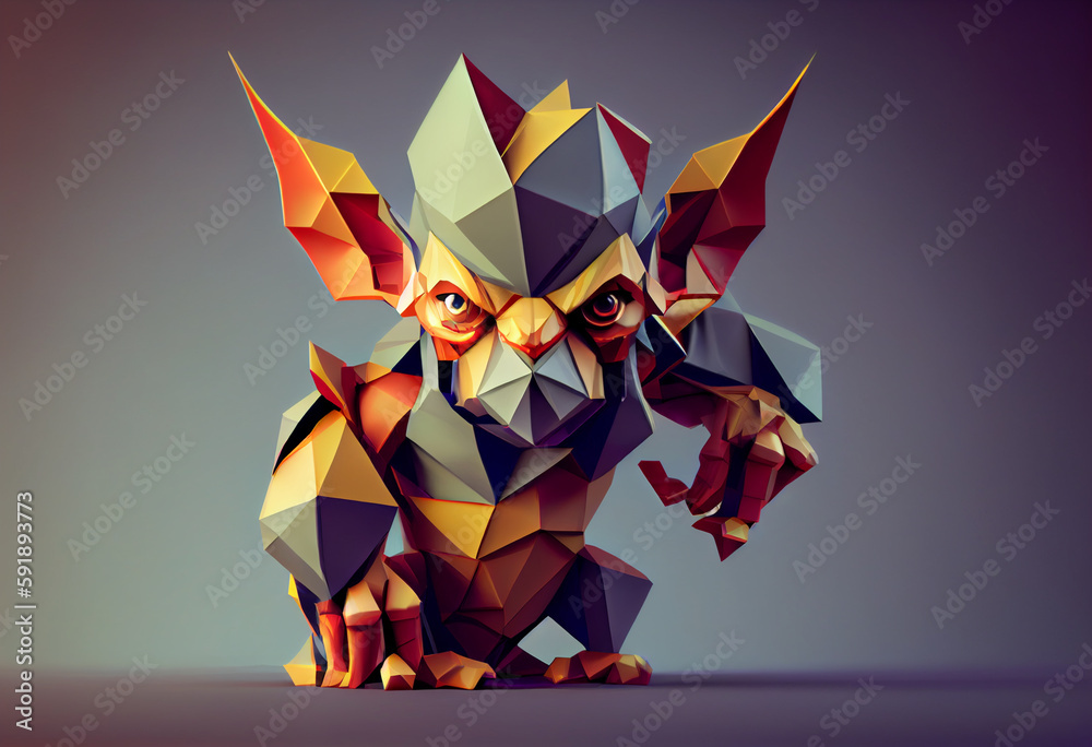 Leinwandbilder A complex, multi-layered pattern of interlocking shapes that resembles a Goblin face. Generative AI technology.	
