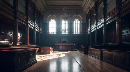empty courtroom, created by a neural network, Generative AI technology