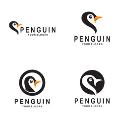 simple penguin logo design template illustration.