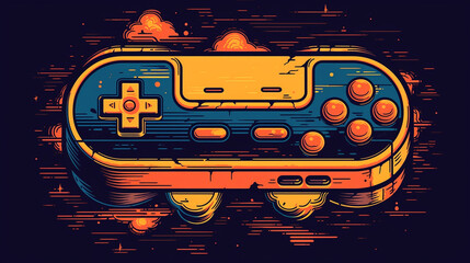 a game console in the retro style of the 80s, created by a neural network, Generative AI technology