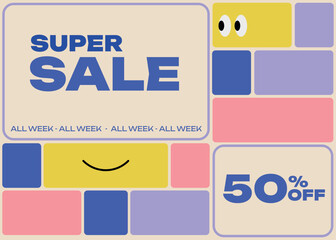 Sale banner flat sign colorful flat design