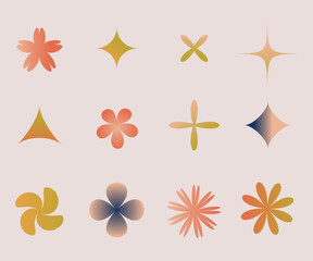 Set of abstract floral shapes with gradients