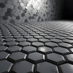 Obraz premium abstract 3d background hexagons black white grey wallpaper design