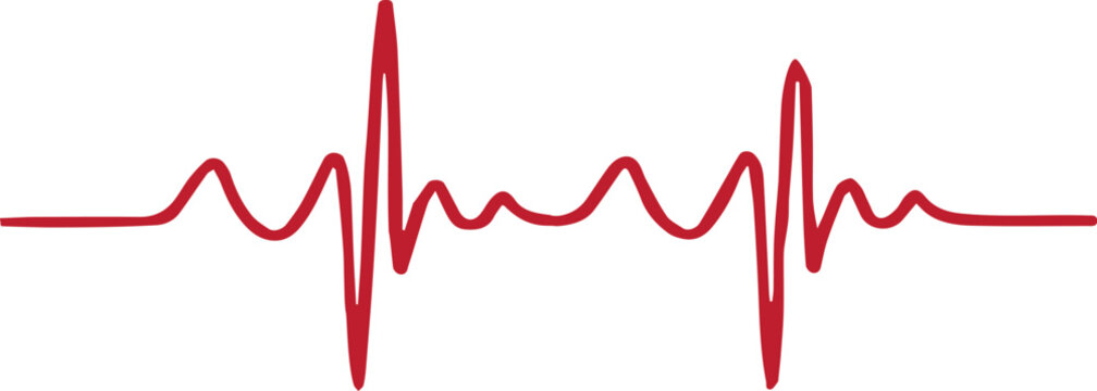 Heart beat cardiogram vector icon. Transparent background. Vector Illustration.