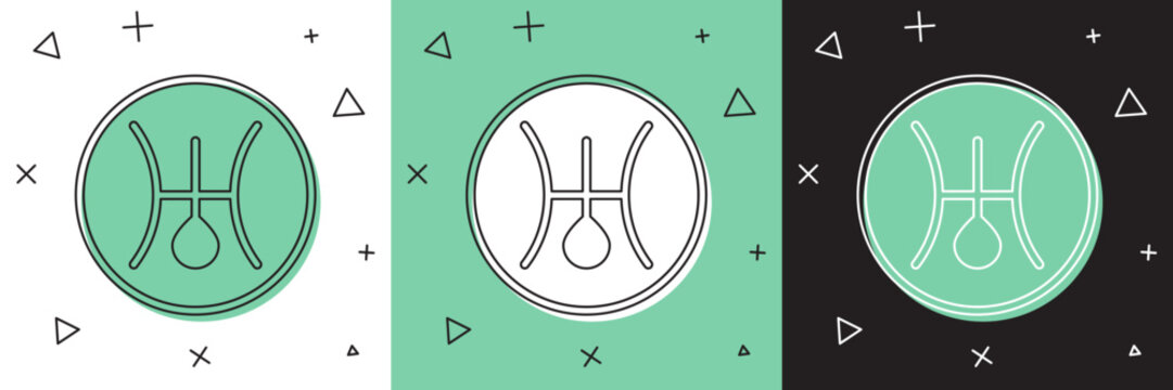 Set Ancient astrological symbol of Uranus icon isolated on white and green, black background. Astrology planet. Zodiac and astrology sign. Vector