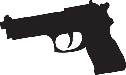 Gun silhouette vector. Transparent background. Vector Illustration.