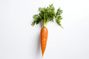 Carrot, top-down view on a white background, generative ai, Fresh tasty vegetables, Fresh ingredients, cooking ingredients