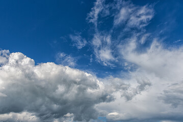 Beautiful Blue Sky. Cloudy. Use as a Background. Bright Sunny Day.