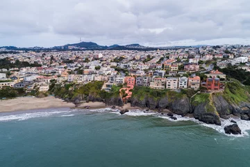 Voilages Plage de Baker, San Francisco Sea Cliff area in San Francisco, California. USA. Baker Beach in Foreground. Drone Point of View.