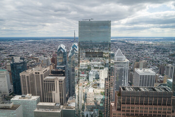 Fototapeta na wymiar Philadelphia Skyline with Downtown Skyscrapers and Cityscape. Pennsylvania, USA. Reflection on Skyscrapers.