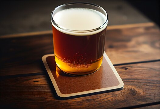 Blank beer square coaster with rounded corners. Generative AI