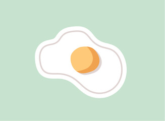 Concept Morning routine fried egg. This is a flat vector illustration depicting a morning routine with a cartoon-style fried egg on a light green background. Vector illustration.