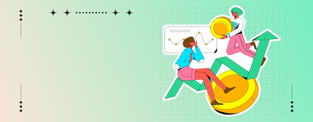 Internet finance and wealth management investment flat vector concept operation hand drawn illustration
