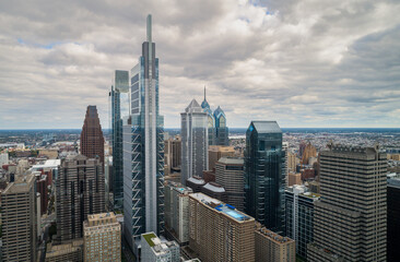 Philadelphia Skyline with Downtown Skyscrapers and Cityscape. Pennsylvania, USA. Reflection on Skyscrapers.