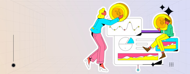 Internet finance and wealth management investment flat vector concept operation hand drawn illustration
