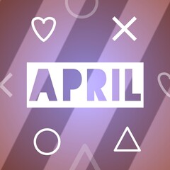 vector design banner of the word April with  line strokes and geometric shapes. April date in modern simple background  with diagonal lines. 