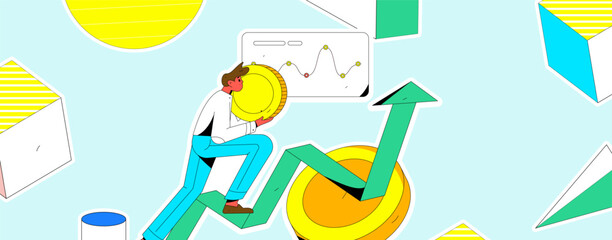 Internet finance and wealth management investment flat vector concept operation hand drawn illustration
