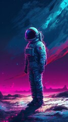 Figure astronaut astronaut stands on the background of space Generative AI