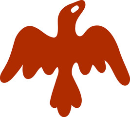 red primitive drawing of man an Eagle