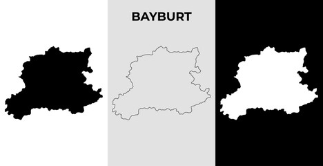 Bayburt, map vector illustration, Turkey, Asia, Filled and outline map designs