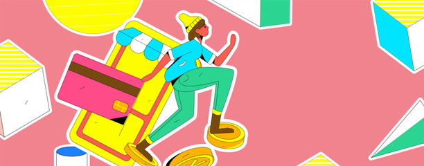 Internet finance and wealth management investment flat vector concept operation hand drawn illustration
