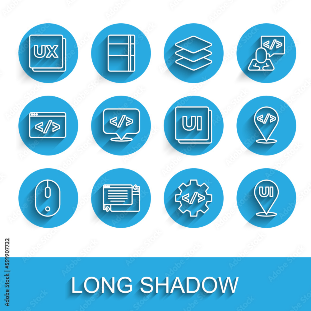 Wall mural set line computer mouse, ui or ux design, front end development, and icon. vector