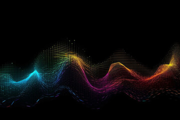 Warp lines wave design elements and dots. This illustration is perfect for use in technology blogs, graphic design projects, or any project related to digital art and innovation. Ai generated