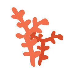 Concept Fish sea ocean. This flat vector cartoon design showcases a red seaweed illustration on a white background, perfectly capturing the concept of ocean life. Vector illustration.