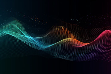 Warp lines wave design elements and dots. This illustration is perfect for use in technology blogs, graphic design projects, or any project related to digital art and innovation. Ai generated