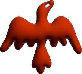 3d red primitive drawing of man an Eagle