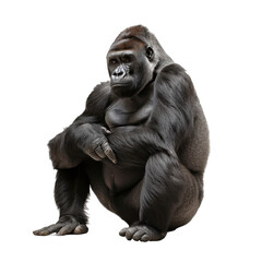 gorilla sitting on isolated - obrazy, fototapety, plakaty