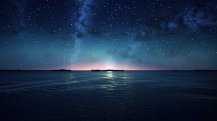 Night Sky Seascape, Generative AI, Illustration