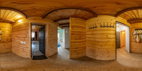 Full spherical seamless hdr panorama 360 degrees view in interior of sauna complex of saunas for men and women. Generative Ai