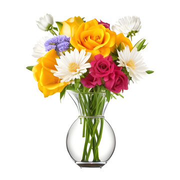 bouquet of flowers in glass vase