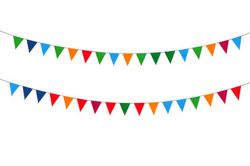 Obraz premium Garlands of Colorful Flags Isolated On White Background