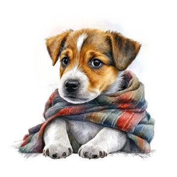 Cute retriever puppy with scarf Generative AI