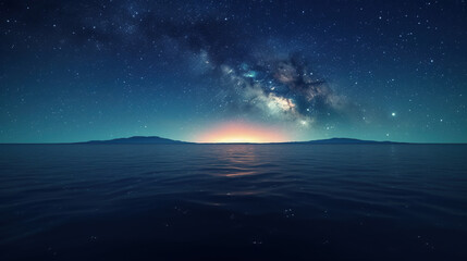 Fototapeta premium Night Sky Seascape, Generative AI, Illustration