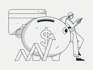 Internet finance and wealth management investment flat vector concept operation hand drawn illustration
