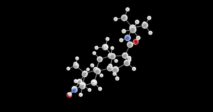 finasteride molecule, rotating 3D model of 5-alpha-reductase inhibitor, looped video with alpha channel