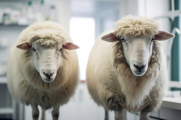 Obraz premium Two sheep in laboratory. 