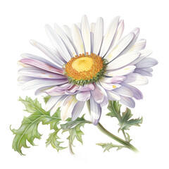 Watercolor illustration of daisy flower, isolated on white background. Generative AI