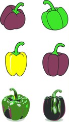 Bell Pepper Simple color Vector Set