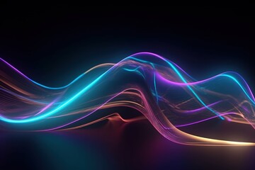 Abstract futuristic background with blurry glowing waves and neon lines. Spiritual energy concept, digital generative ai wallpaper