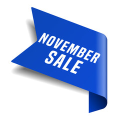 Colorful vector flat design banner november sale. This sign is well adapted for web design.