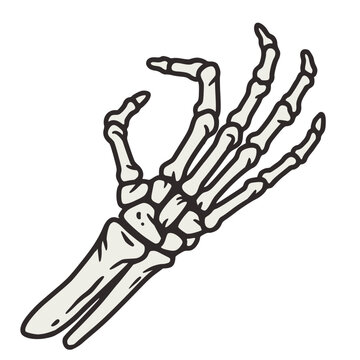 Skeleton hand for halloween design. Hand bones or graphic element for tattoo